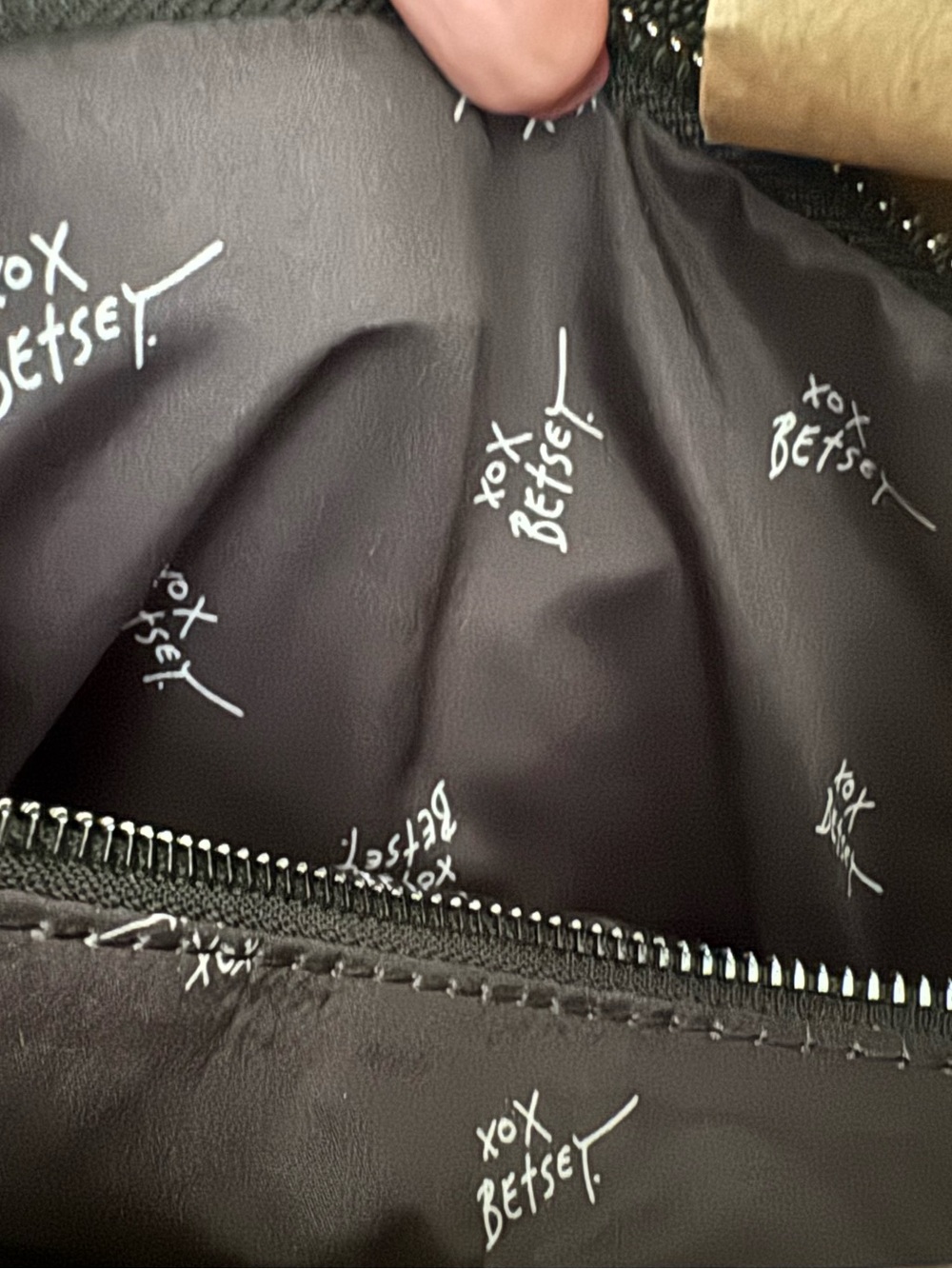 Betsey Johnson Black Scalloped Tote with Chain-Strap Detail - Picture 4 of 8